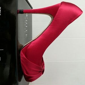 White House Black Market red satin heels